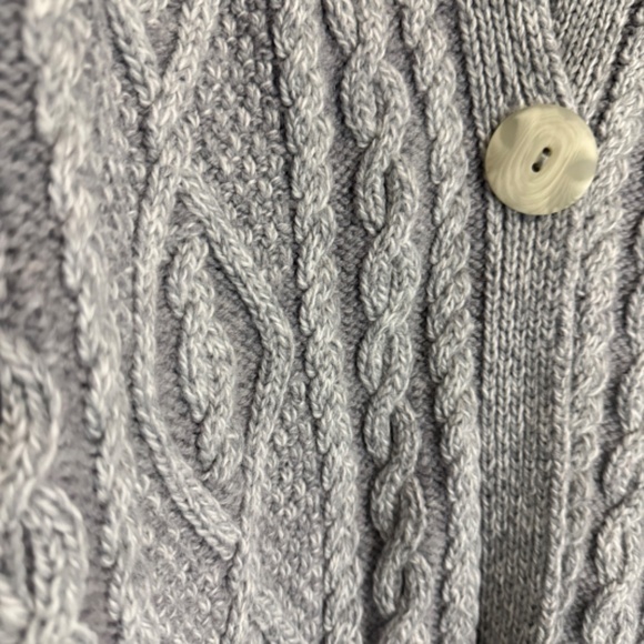Vintage Arancrafts Ireland Heathered Gray Chunky Knit Poncho Cardigan Size M/L - Picture 4 of 9